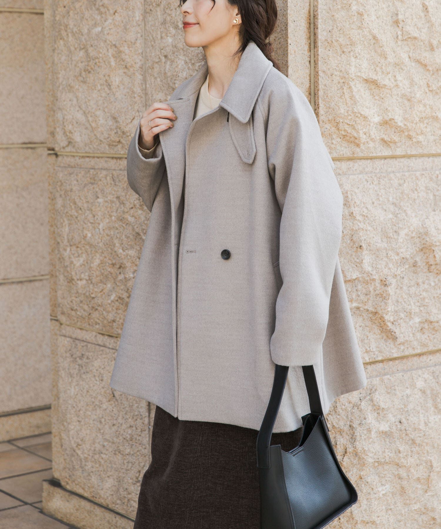 URBAN RESEARCH DOORS「『UR TECH』ミドル丈コート」|ノーカラーコート|