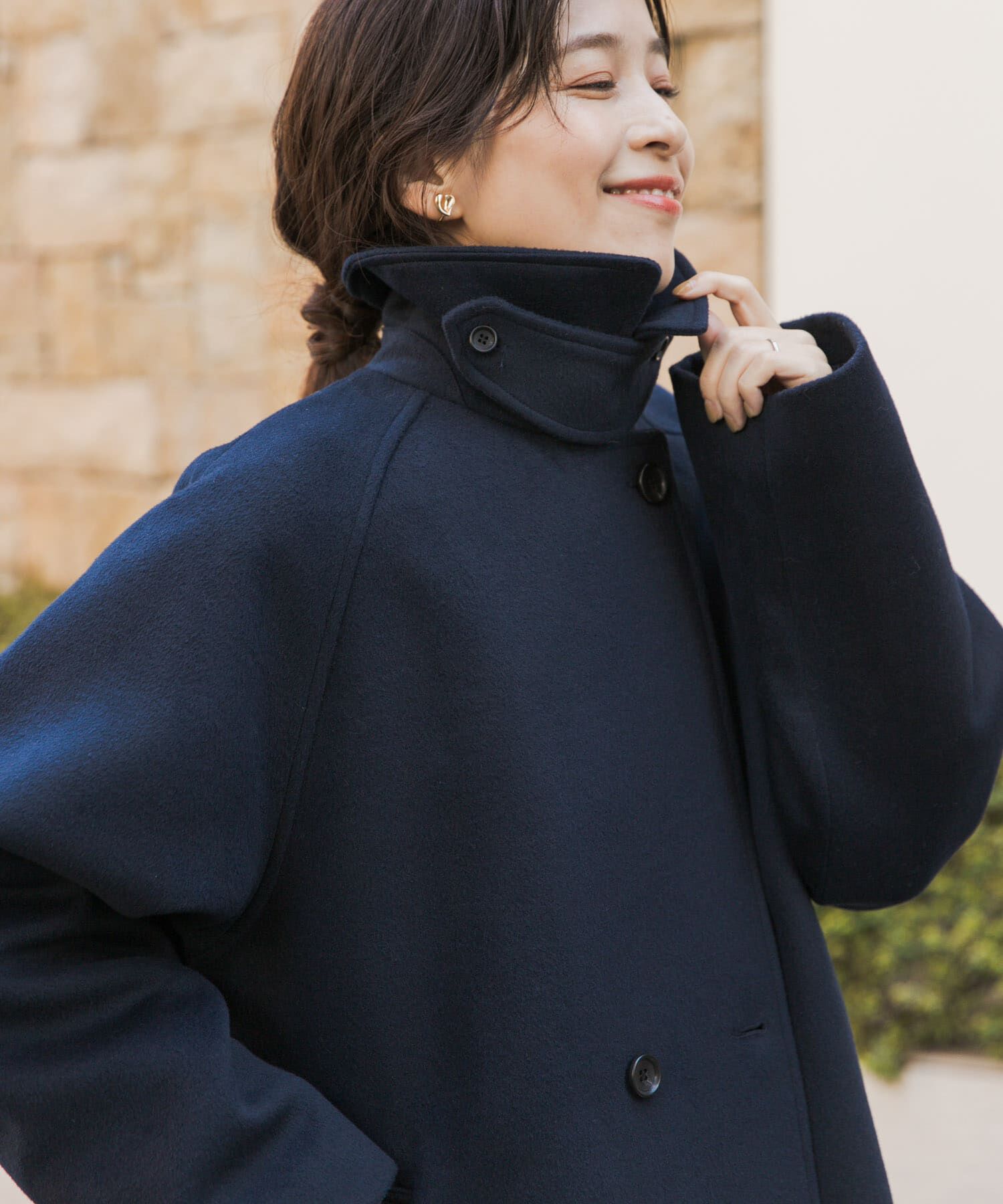 URBAN RESEARCH DOORS「『UR TECH』ミドル丈コート」|ノーカラーコート|