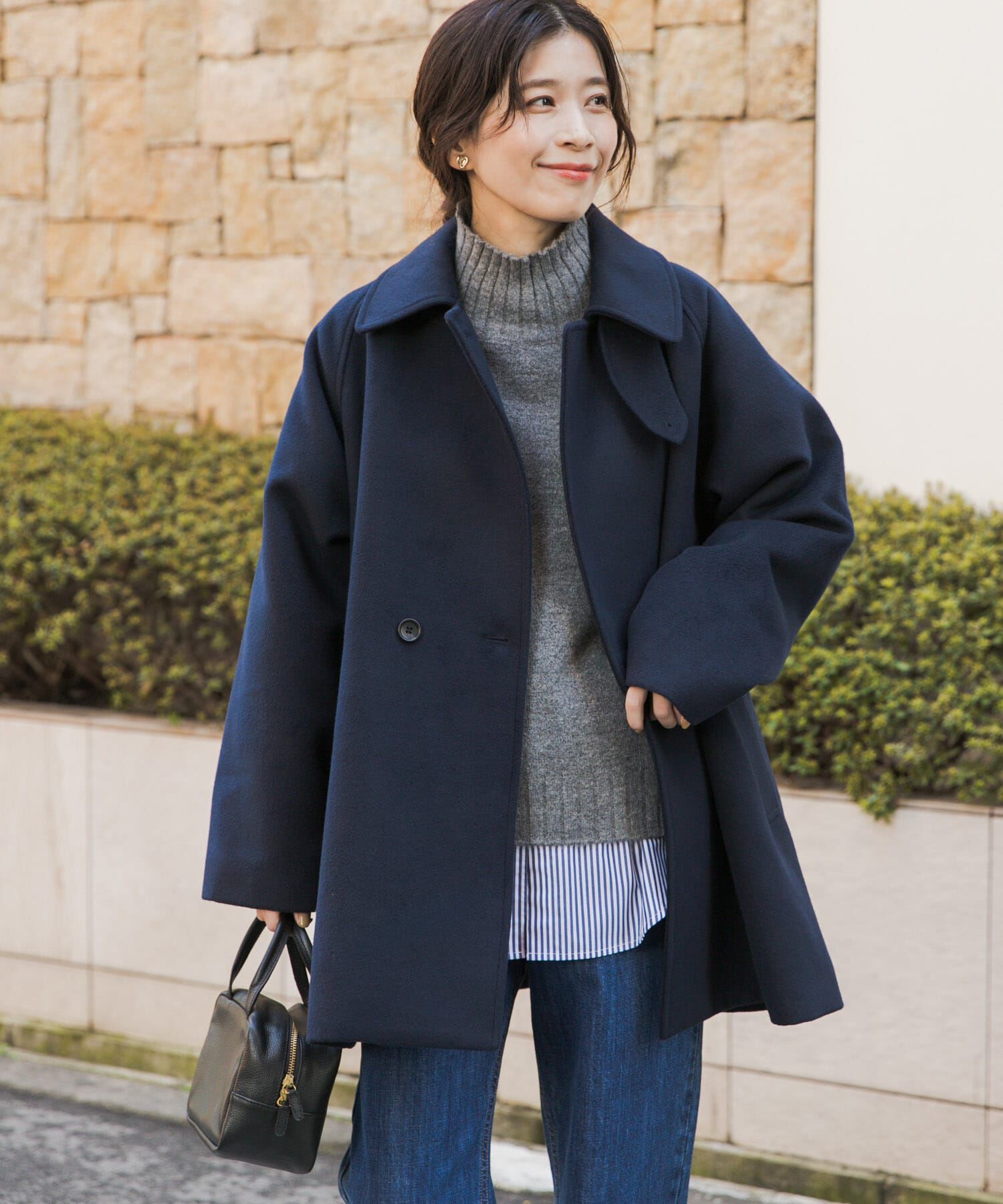 URBAN RESEARCH DOORS「『UR TECH』ミドル丈コート」|ノーカラーコート|