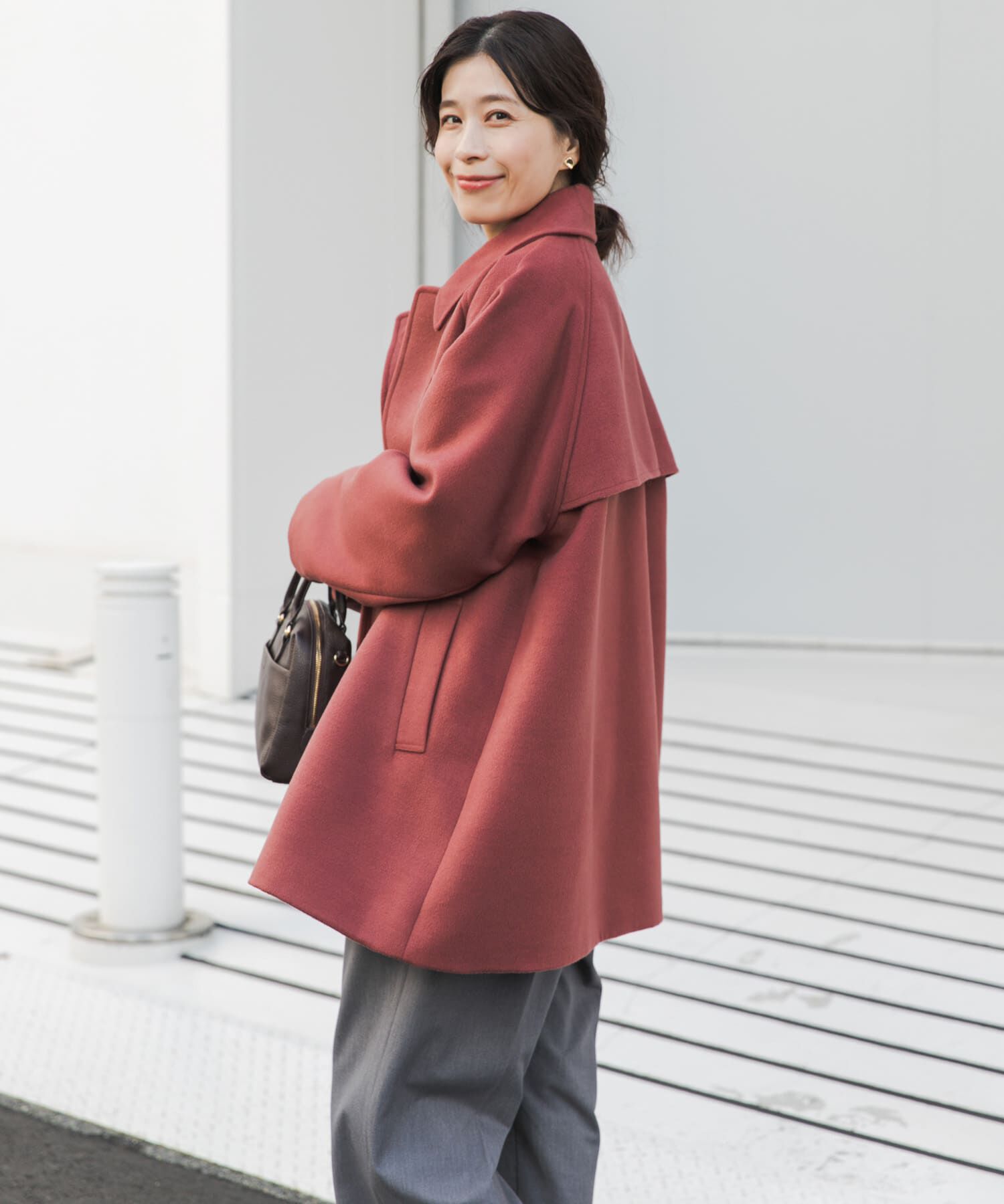 URBAN RESEARCH DOORS「『UR TECH』ミドル丈コート」|ノーカラーコート|