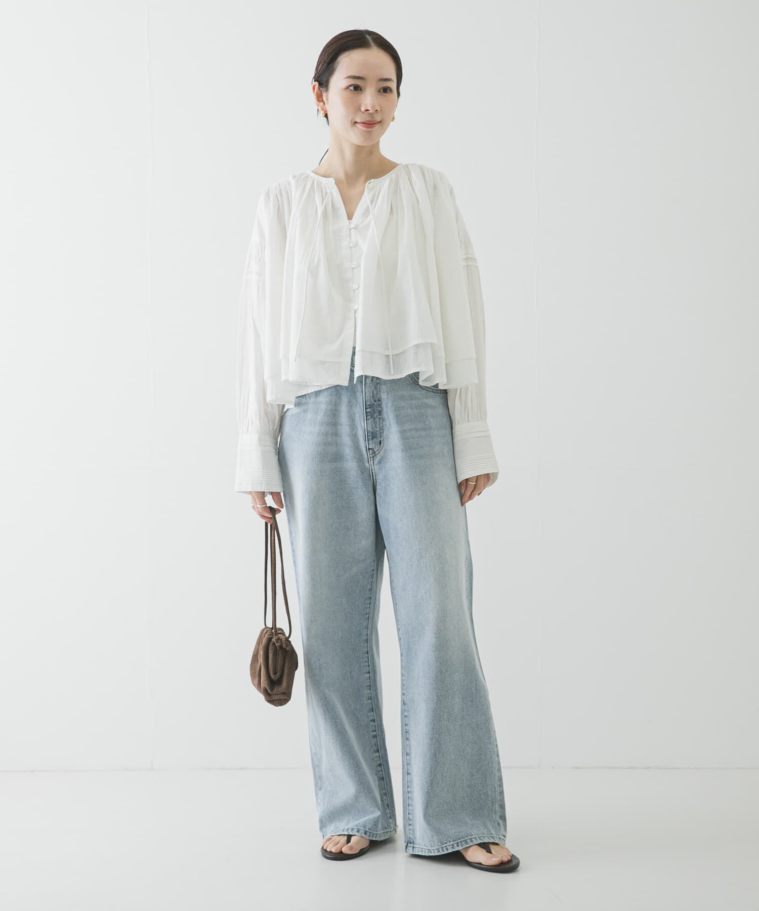 URBAN RESEARCH「コットンボイルギャザーショートブラウス」|シャツ・ブラウス|