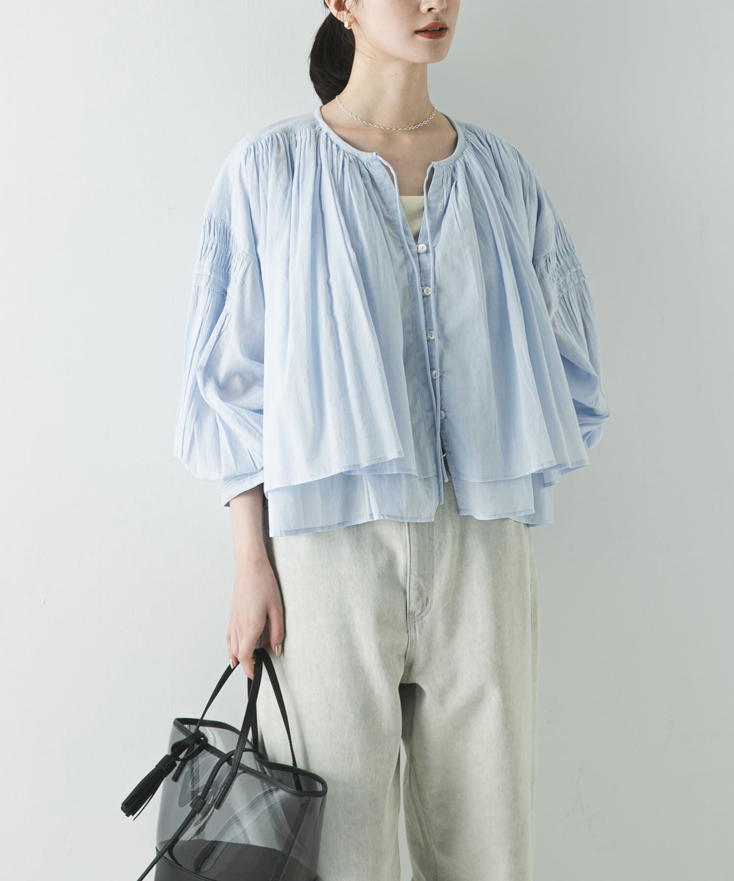 URBAN RESEARCH「コットンボイルギャザーショートブラウス」|シャツ・ブラウス|