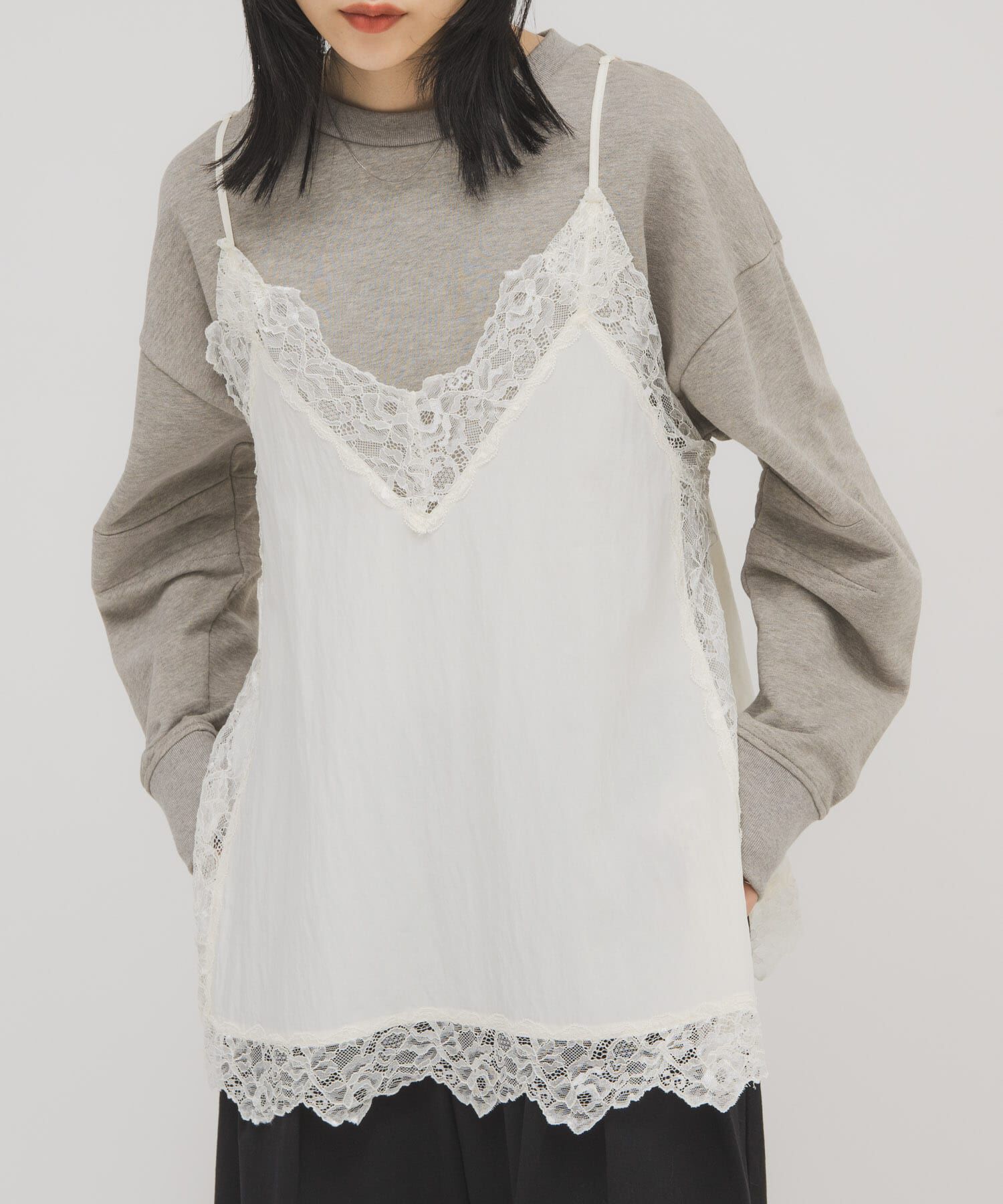  「ヴィンテージライクレースキャミソール」|キャミソール|アイボリー