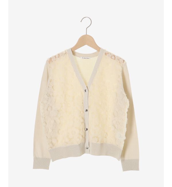  「《手洗い可能》チュール刺繍Vネックカーディガン」|カーディガン|
