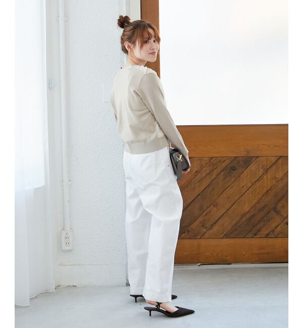  「《手洗い可能》チュール刺繍Vネックカーディガン」|カーディガン|