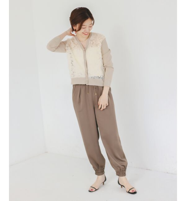  「《手洗い可能》チュール刺繍Vネックカーディガン」|カーディガン|