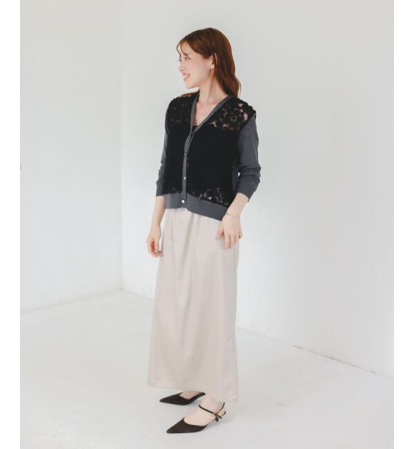  「《手洗い可能》チュール刺繍Vネックカーディガン」|カーディガン|