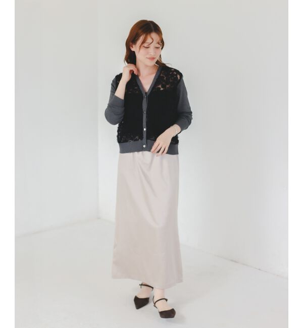  「《手洗い可能》チュール刺繍Vネックカーディガン」|カーディガン|