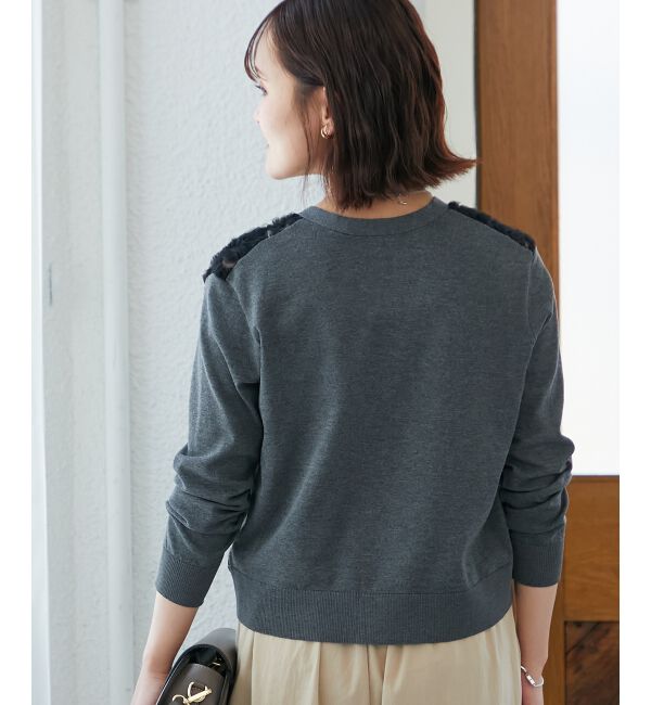  「《手洗い可能》チュール刺繍Vネックカーディガン」|カーディガン|