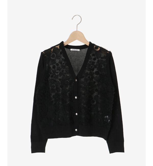  「《手洗い可能》チュール刺繍Vネックカーディガン」|カーディガン|