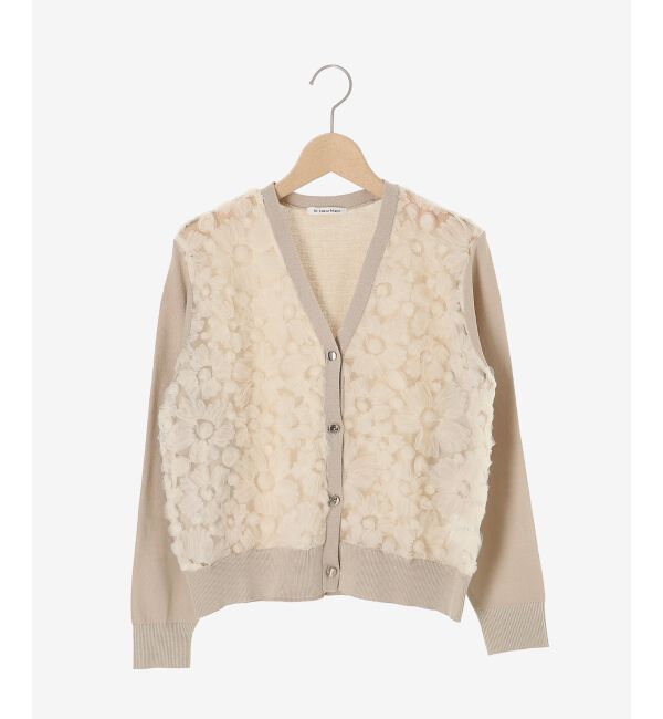  「《手洗い可能》チュール刺繍Vネックカーディガン」|カーディガン|
