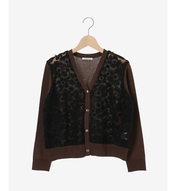  「《手洗い可能》チュール刺繍Vネックカーディガン」|カーディガン|