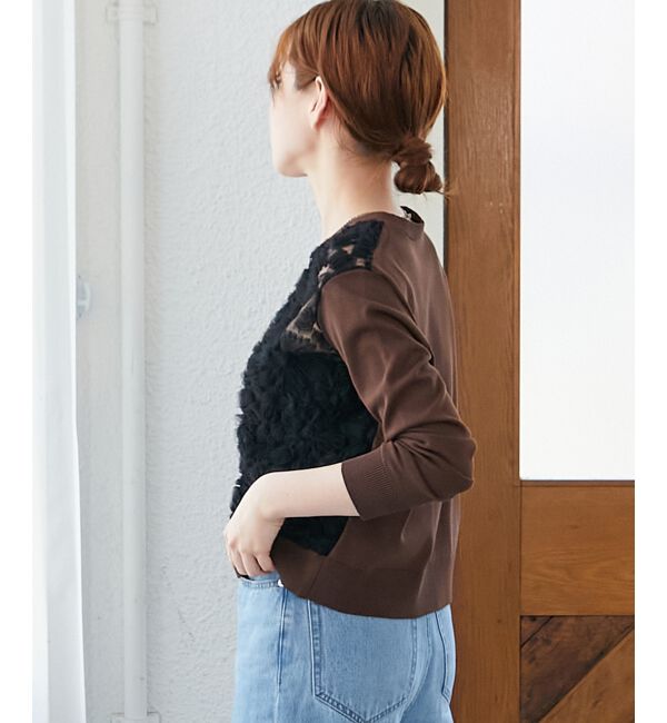  「《手洗い可能》チュール刺繍Vネックカーディガン」|カーディガン|