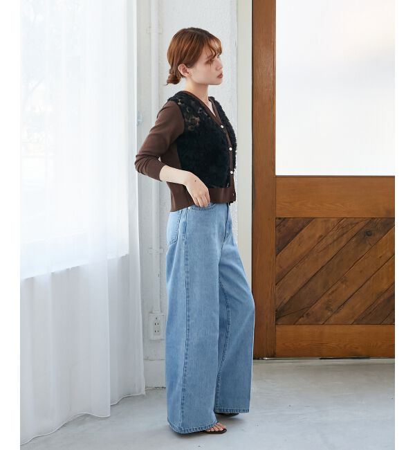  「《手洗い可能》チュール刺繍Vネックカーディガン」|カーディガン|