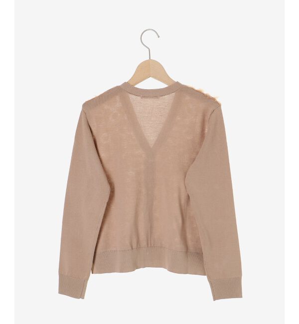  「《手洗い可能》チュール刺繍Vネックカーディガン」|カーディガン|