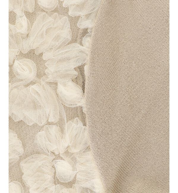  「《手洗い可能》チュール刺繍Vネックカーディガン」|カーディガン|