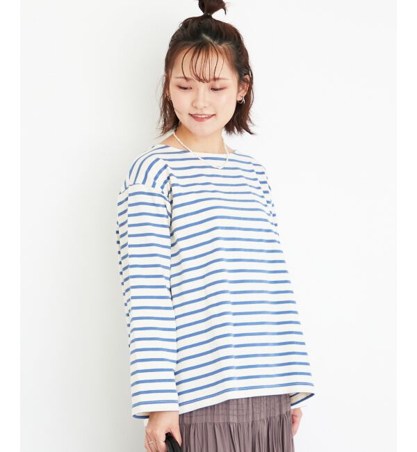  「《手洗い可能》バスクボーダーロンT」|Tシャツ・カットソー|