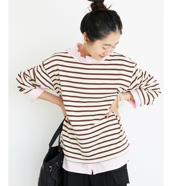  「《手洗い可能》バスクボーダーロンT」|Tシャツ・カットソー|