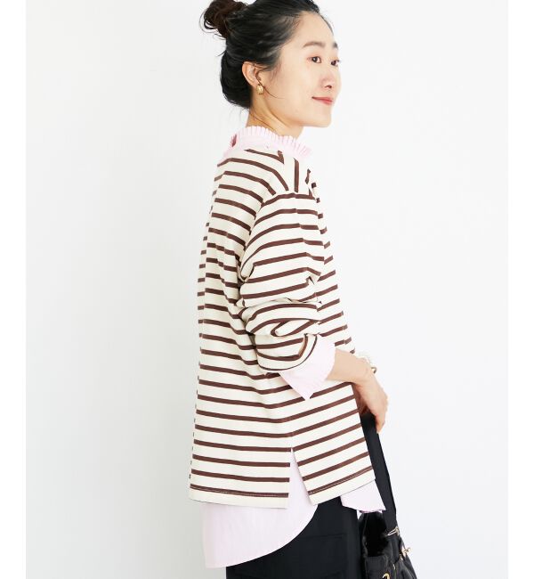  「《手洗い可能》バスクボーダーロンT」|Tシャツ・カットソー|