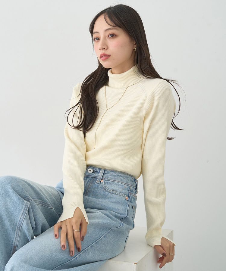 earth music&ecology「レンチング(TM)エコヴェロ(TM)(リブタートル)」|ニット・セーター|