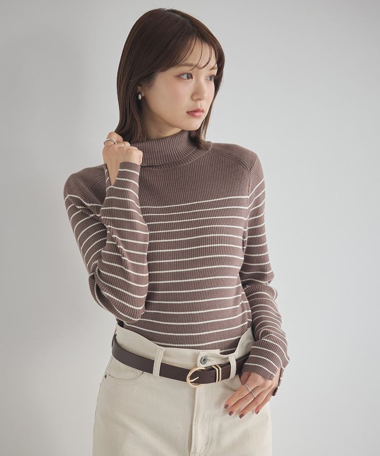 earth music&ecology「レンチング(TM)エコヴェロ(TM)(リブタートル)」|ニット・セーター|