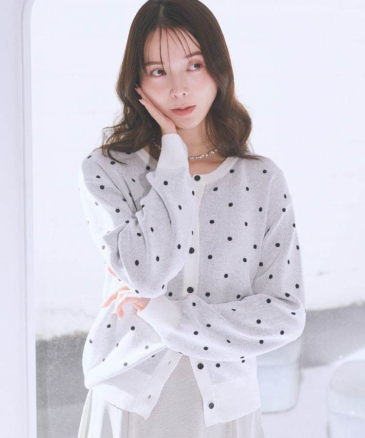 earth music&ecology「ドットジャガードカーディガン」|カーディガン|