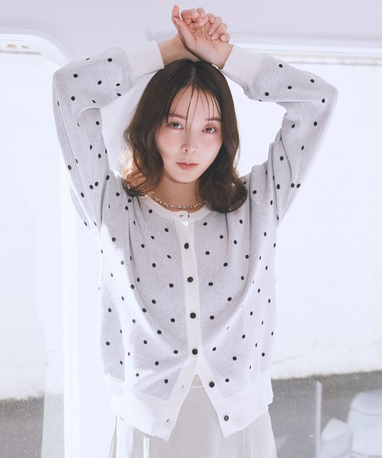 earth music&ecology「ドットジャガードカーディガン」|カーディガン|