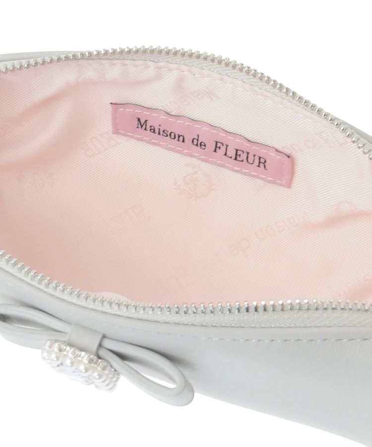 Maison de FLEUR「パールビジュー合皮リボンロングポーチ」|ポーチ|