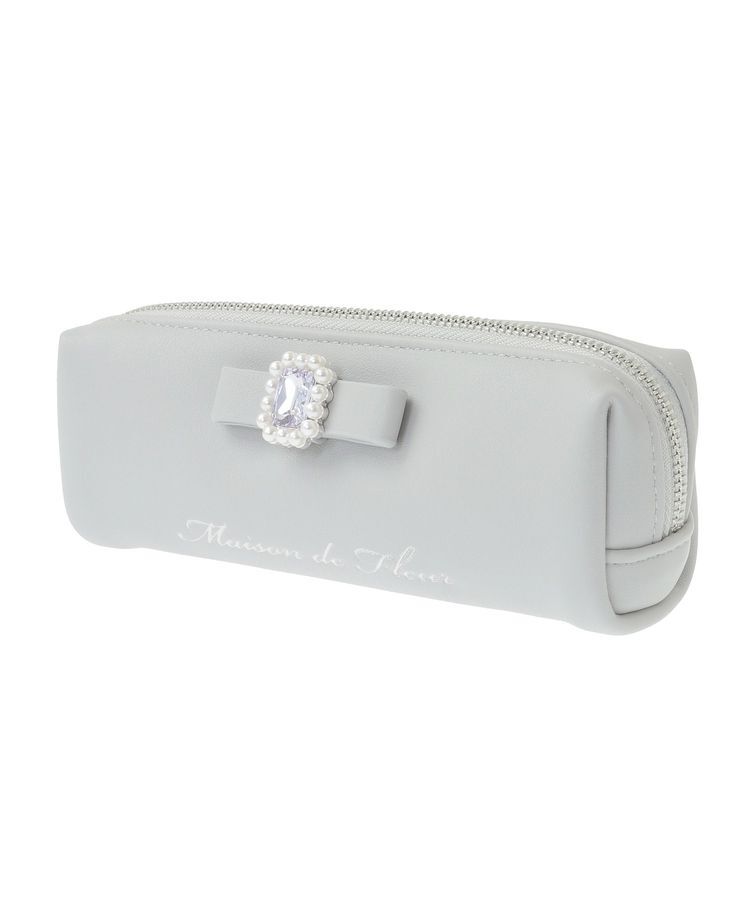 Maison de FLEUR「パールビジュー合皮リボンロングポーチ」|ポーチ|