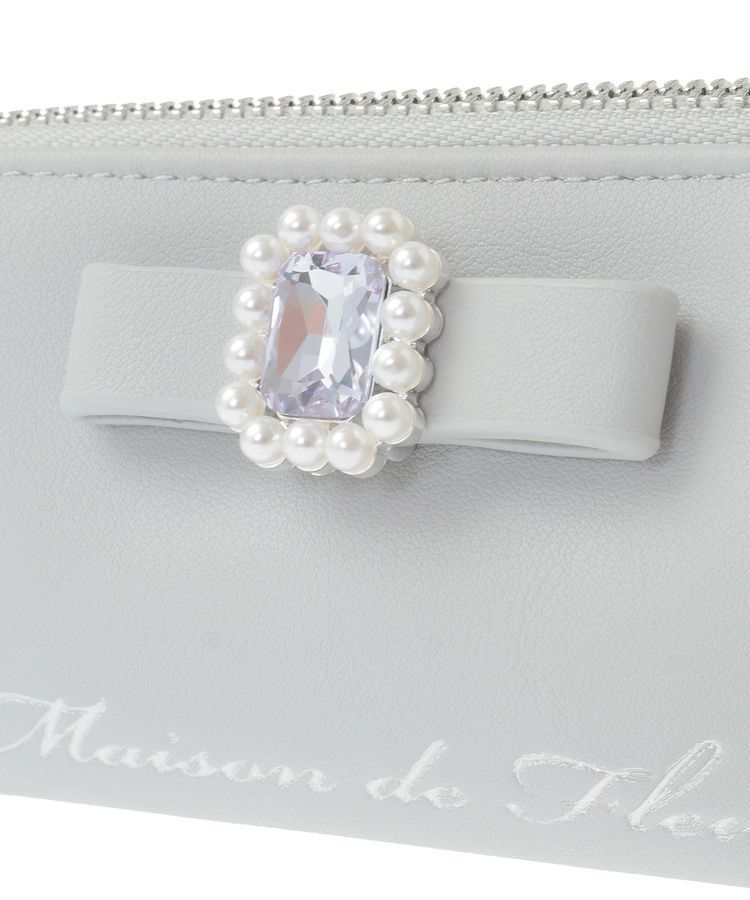 Maison de FLEUR「パールビジュー合皮リボンロングポーチ」|ポーチ|