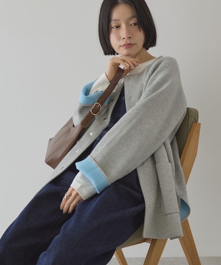 AMERICAN HOLIC「Wフェイスラウンドヘム ラグランニットカーディガン」|カーディガン|Gray Mixture