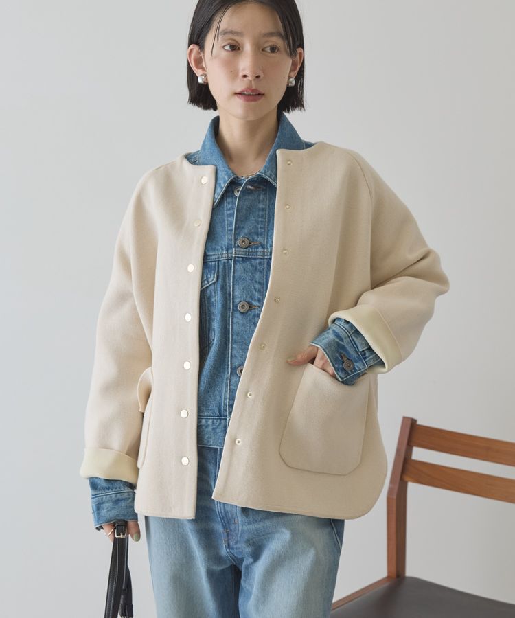 AMERICAN HOLIC「Wフェイスラウンドヘム ラグランニットカーディガン」|カーディガン|Light beige