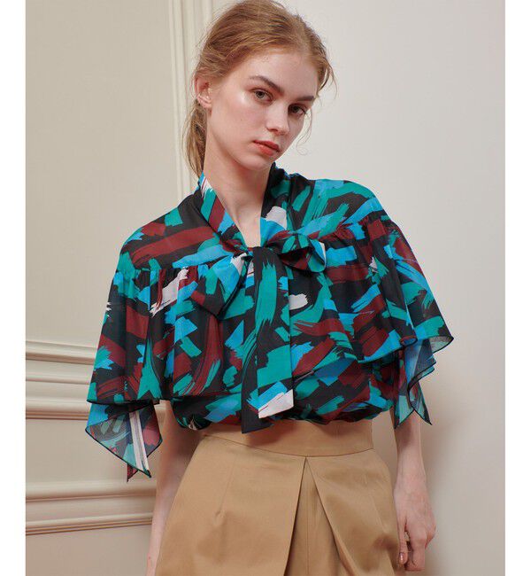 LOULOU WILLOUGHBY「【LOULOU WILLOUGHBY】ブラッシュプリントブラウス」|シャツ・ブラウス|