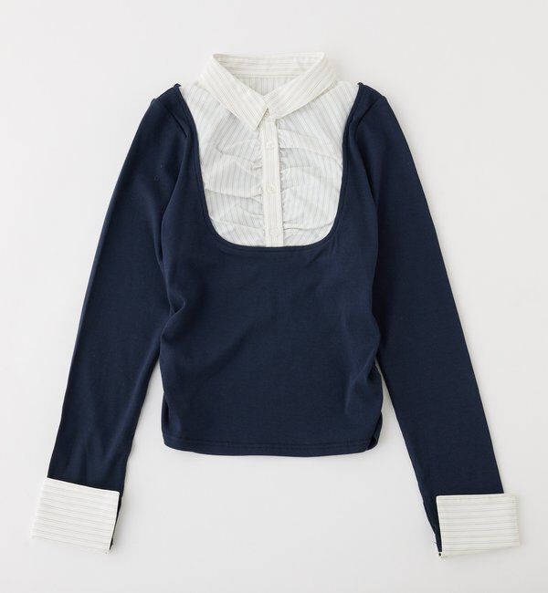  「ロゴ刺繍レイヤードトップス」|プルオーバー|