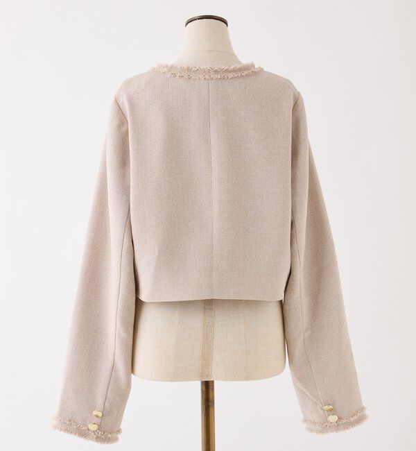  「【miyabi企画】パール釦ツイードノーカラージャケット」|テーラードジャケット|