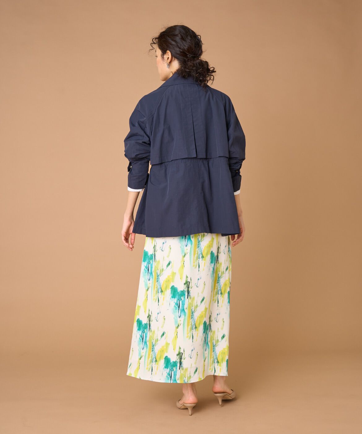 INED「《大きいサイズ》ショートトレンチジャケット」|ピーコート|