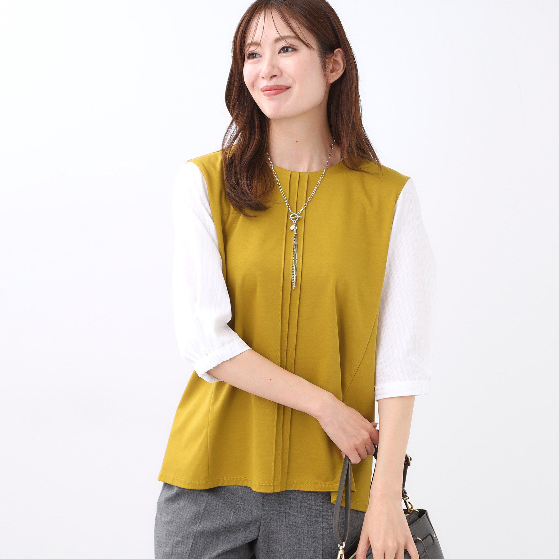 Reflect「【アウターを着てもすっきり／体型カバー／腰周りが気にならない】長め丈プルオーバージャージ」|Tシャツ・カットソー|