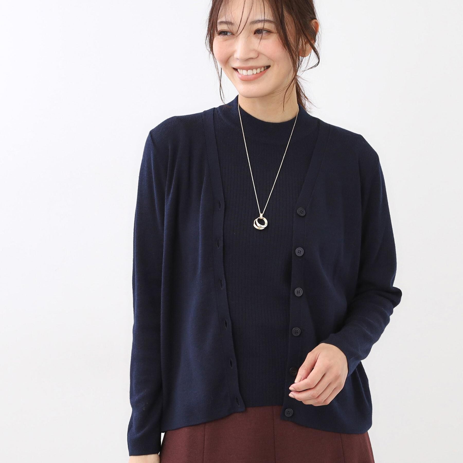 Reflect「【選べる5色／アンサンブル可】Vネックカーディガン」|カーディガン|ネイビー(094)