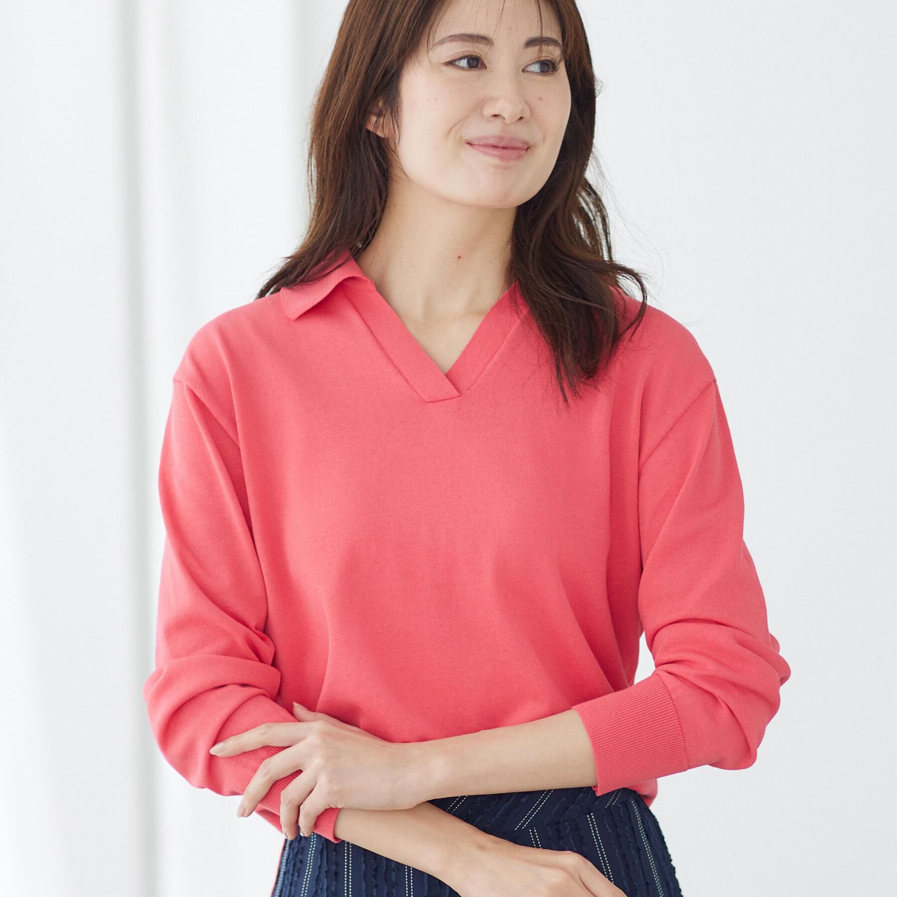 Reflect「スキッパーネックニットプルオーバー」|ニット・セーター|