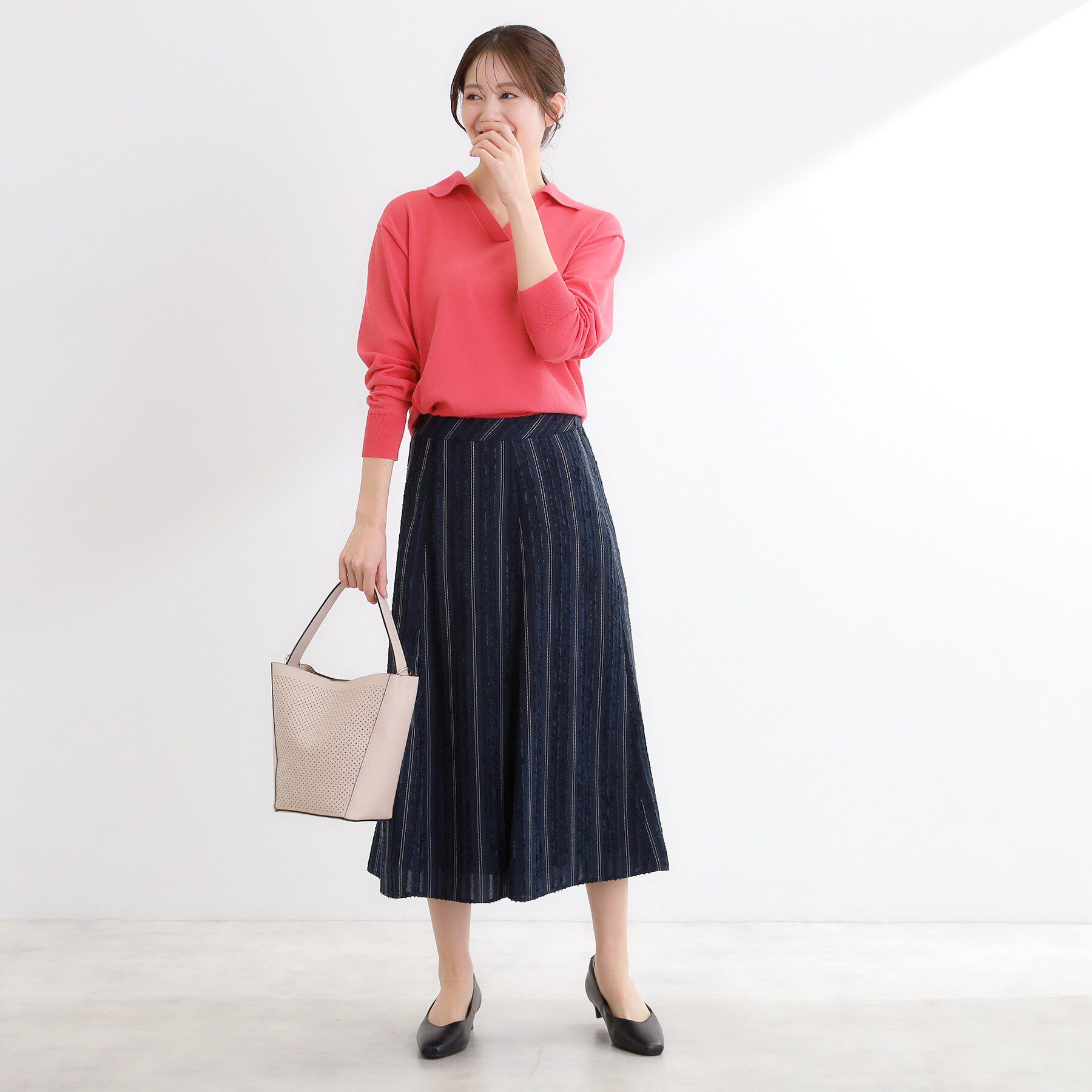 Reflect「スキッパーネックニットプルオーバー」|ニット・セーター|