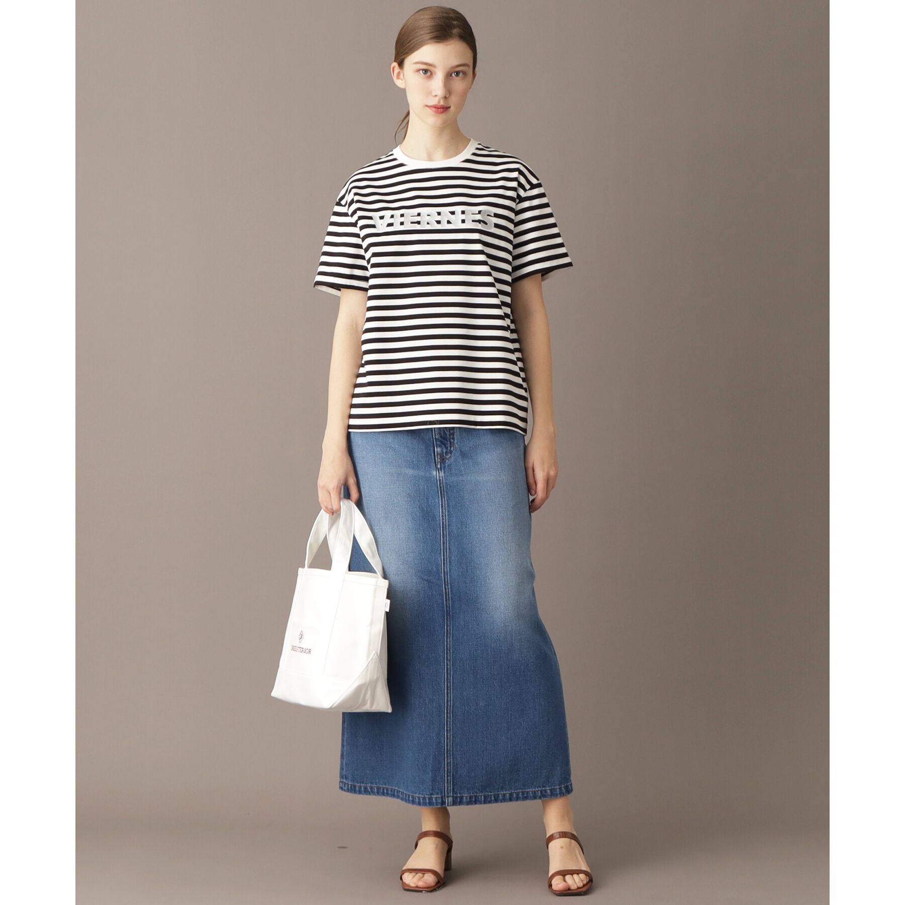 DRESSTERIOR「【接触冷感/抗菌防臭/消臭】アイスクリアコットン VIERNESロゴボーダーT」|Tシャツ・カットソー|