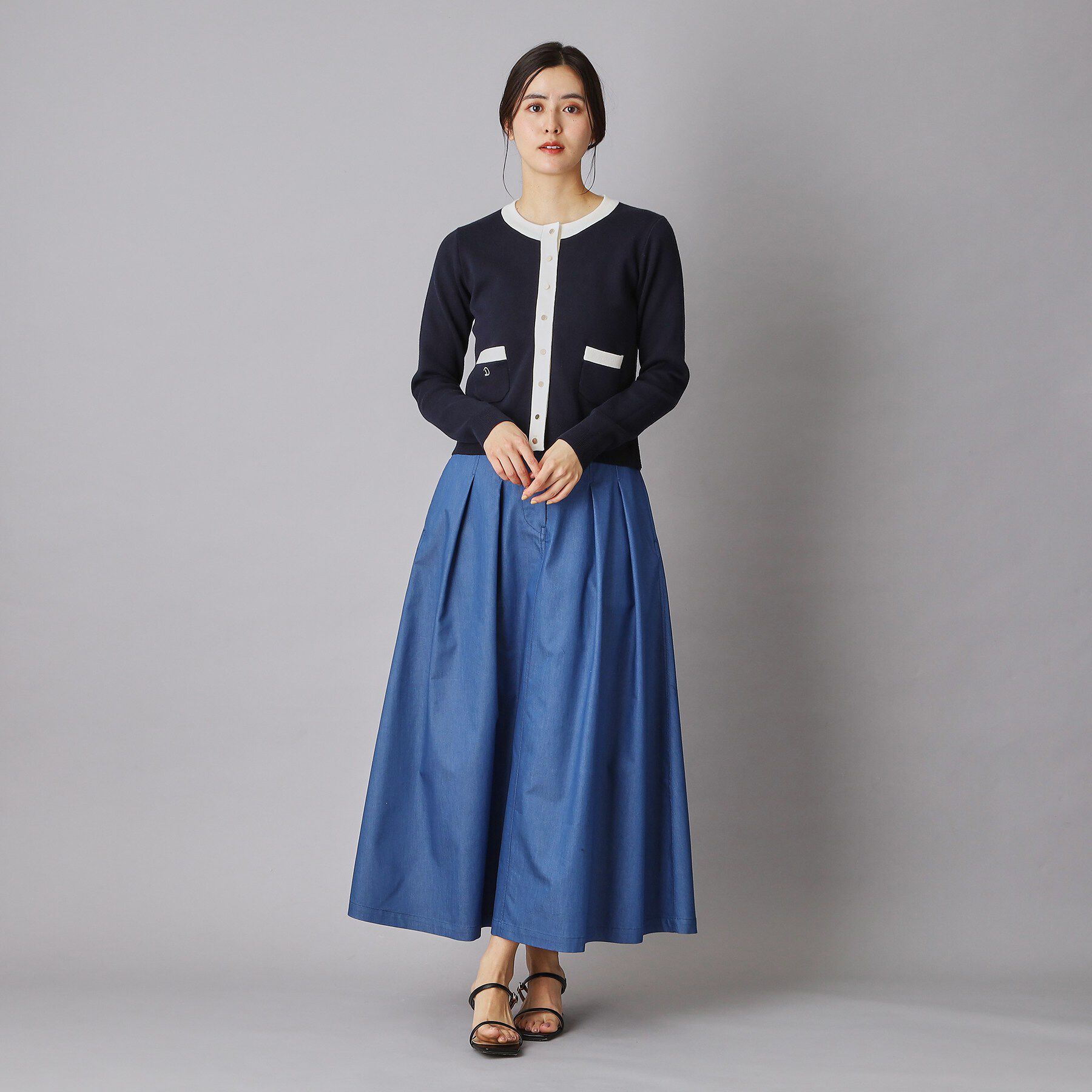 DRESSTERIOR「ウォッシャブルコットンカシミヤ配色カーディガン」|カーディガン|