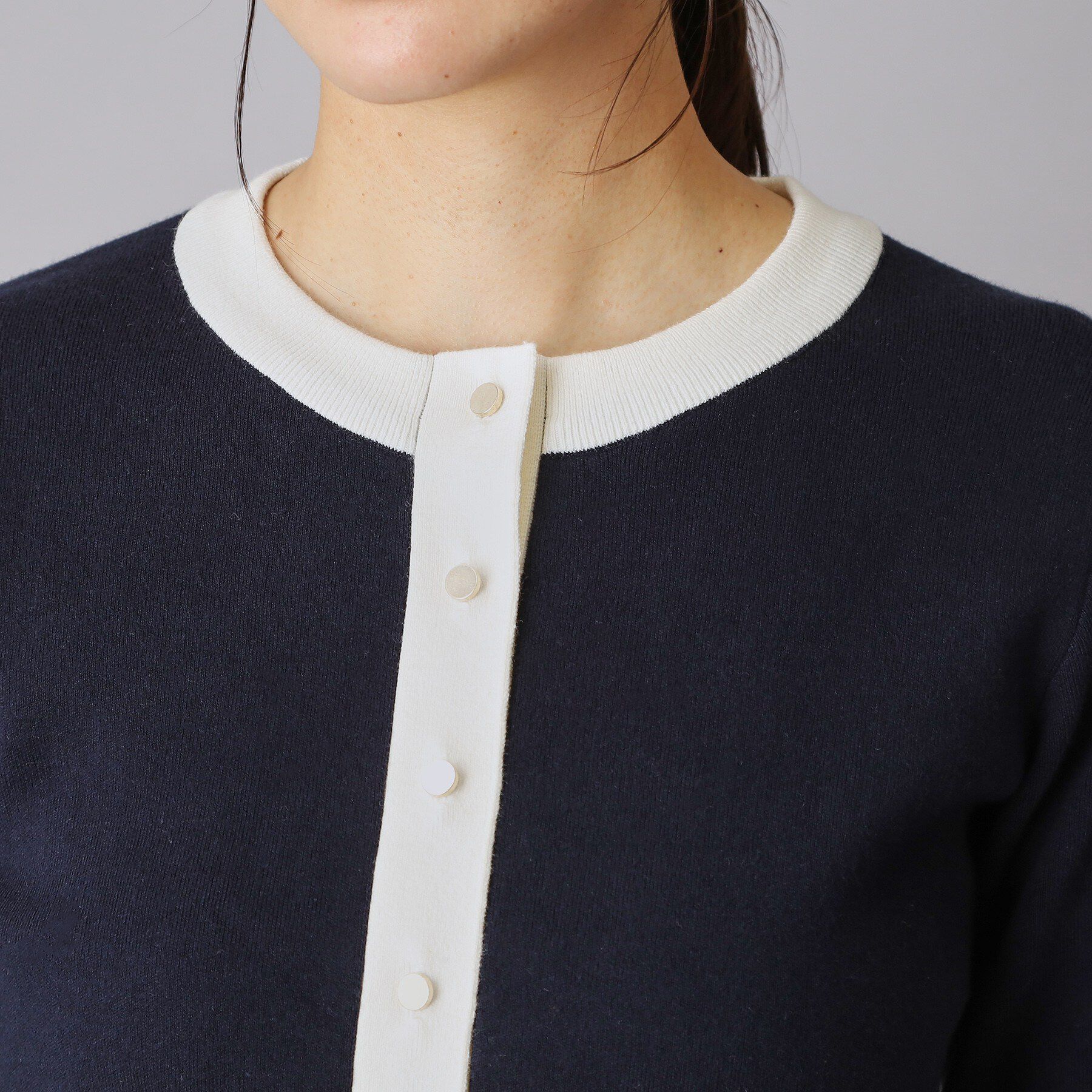 DRESSTERIOR「ウォッシャブルコットンカシミヤ配色カーディガン」|カーディガン|