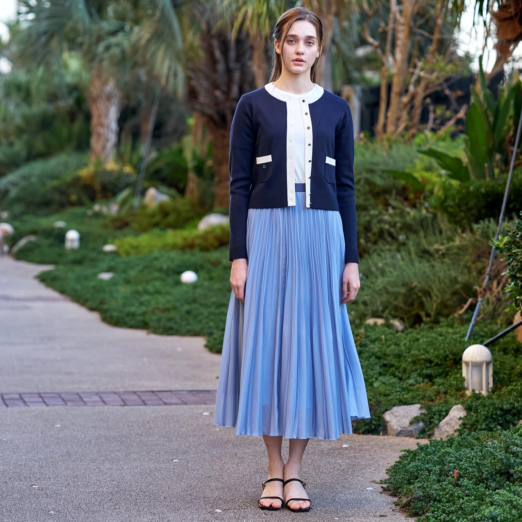 DRESSTERIOR「ウォッシャブルコットンカシミヤ配色カーディガン」|カーディガン|