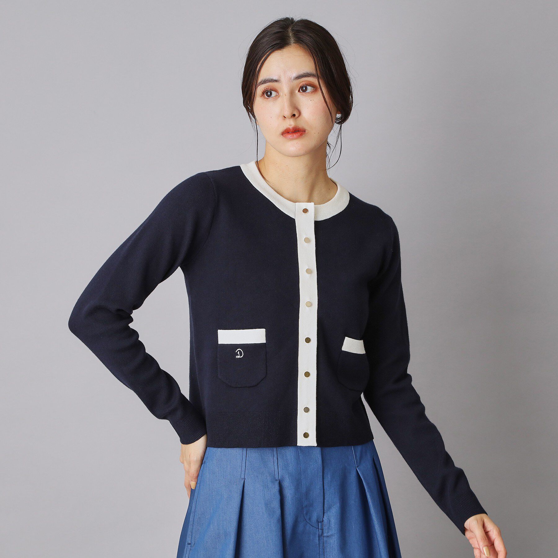 DRESSTERIOR「ウォッシャブルコットンカシミヤ配色カーディガン」|カーディガン|