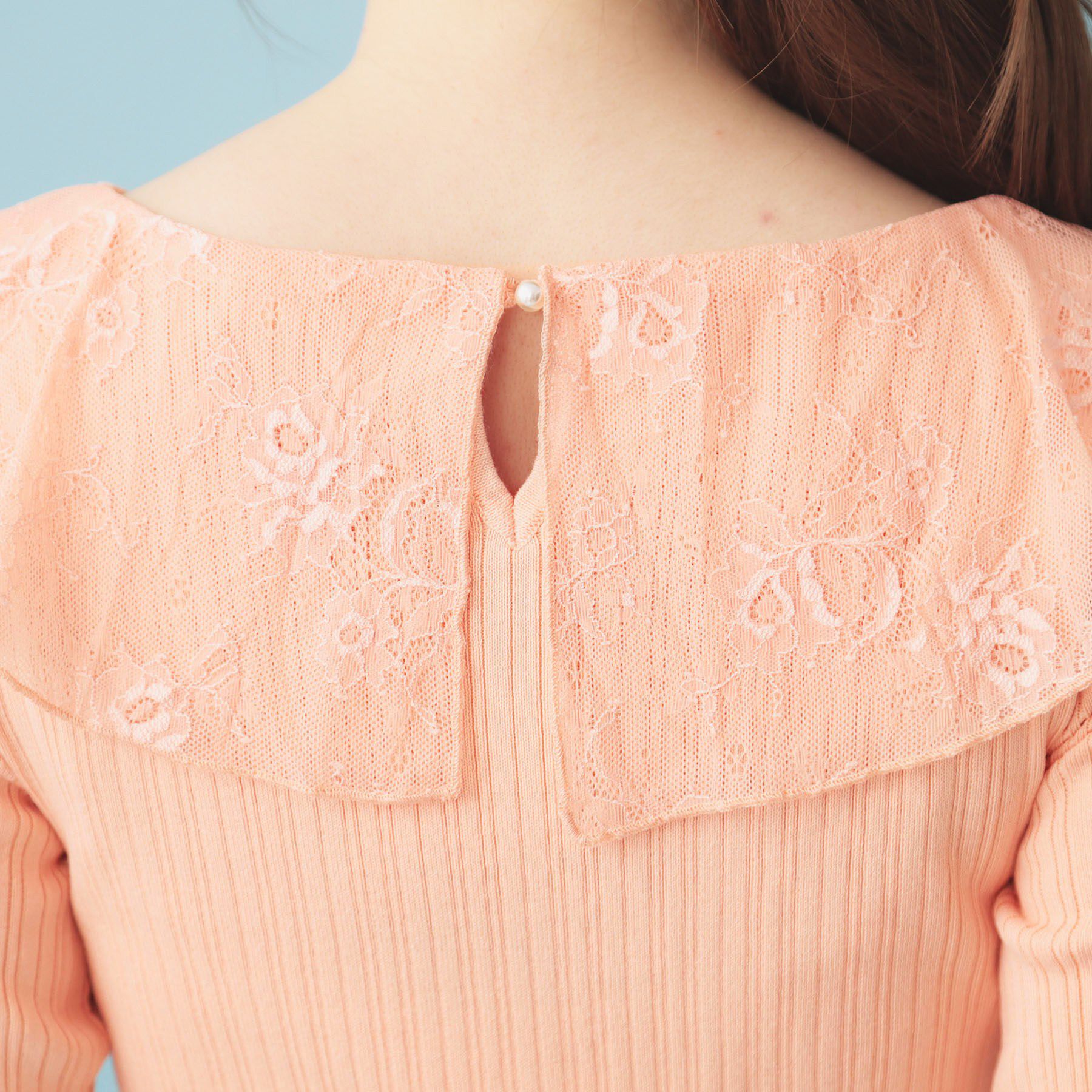 index「レースフリルVネックリブニット【洗濯機OK/坑ピル】」|ニット・セーター|