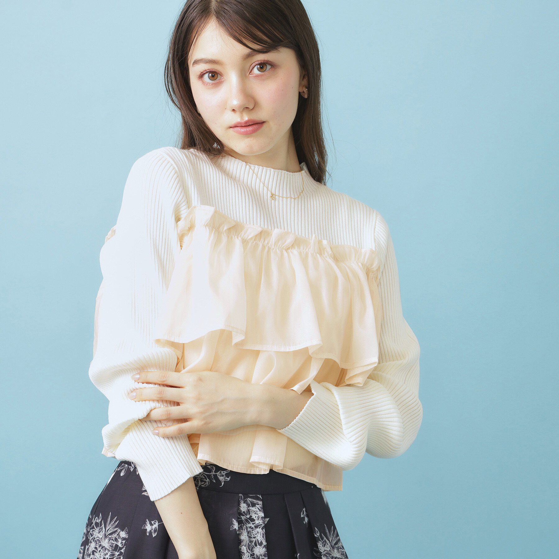 index「3wayフリルドッキングニット【洗濯機OK/坑ピル】」|ニット・セーター|オフホワイト(003