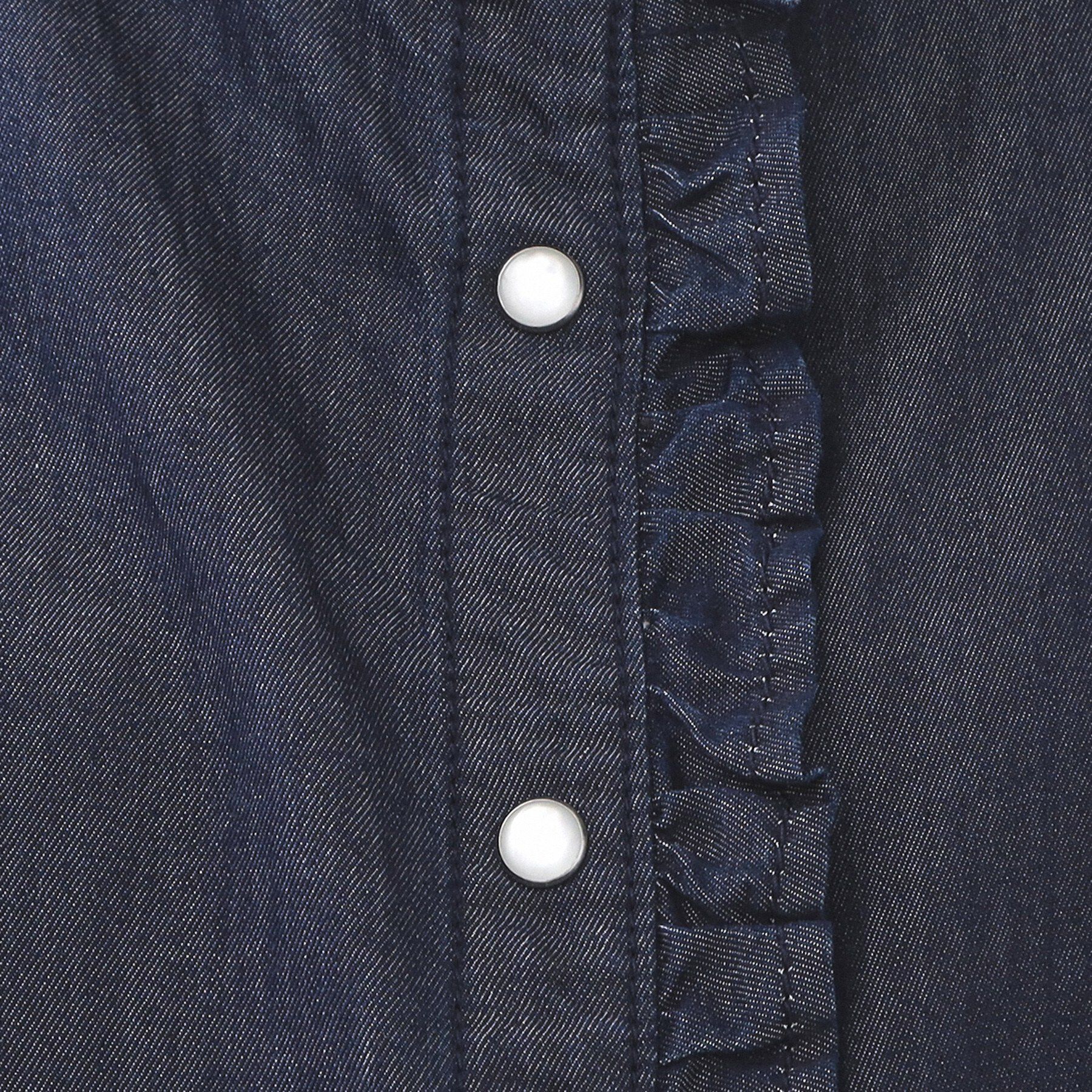 OPAQUE.CLIP「セルロース混デニムフリルブラウス【洗濯機OK】」|シャツ・ブラウス|