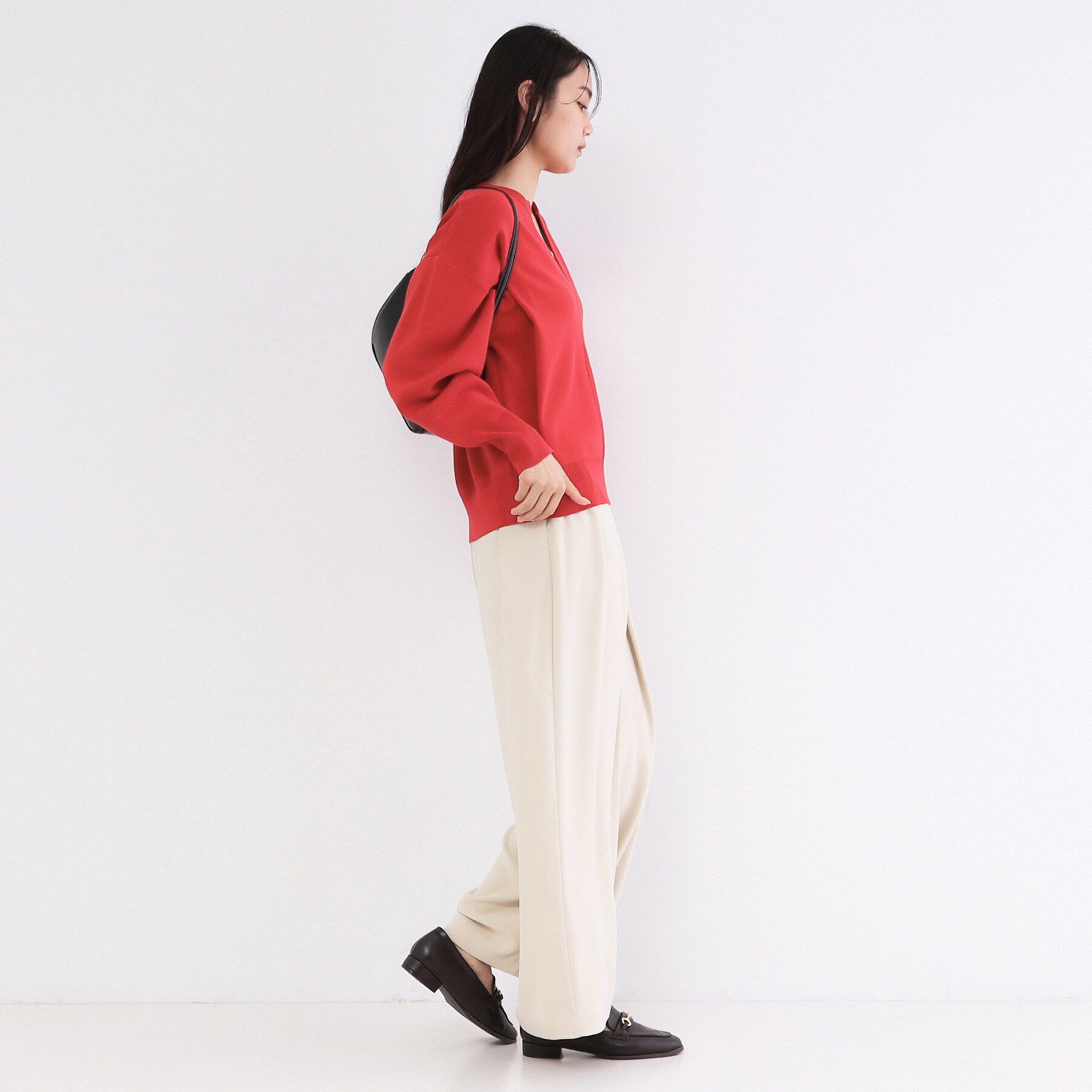 OPAQUE.CLIP「キーネックデザインニット【洗濯機OK】」|ニット・セーター|