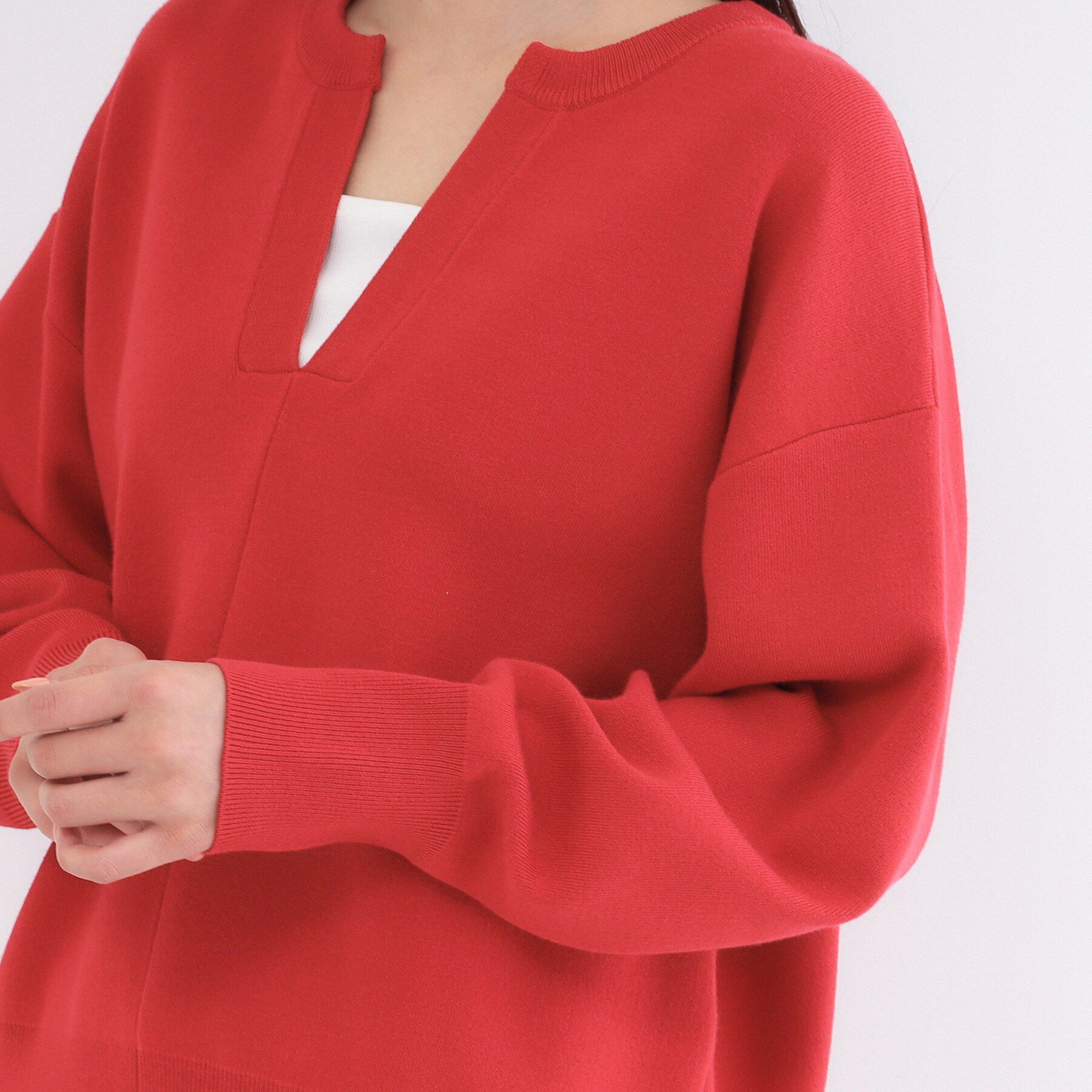 OPAQUE.CLIP「キーネックデザインニット【洗濯機OK】」|ニット・セーター|